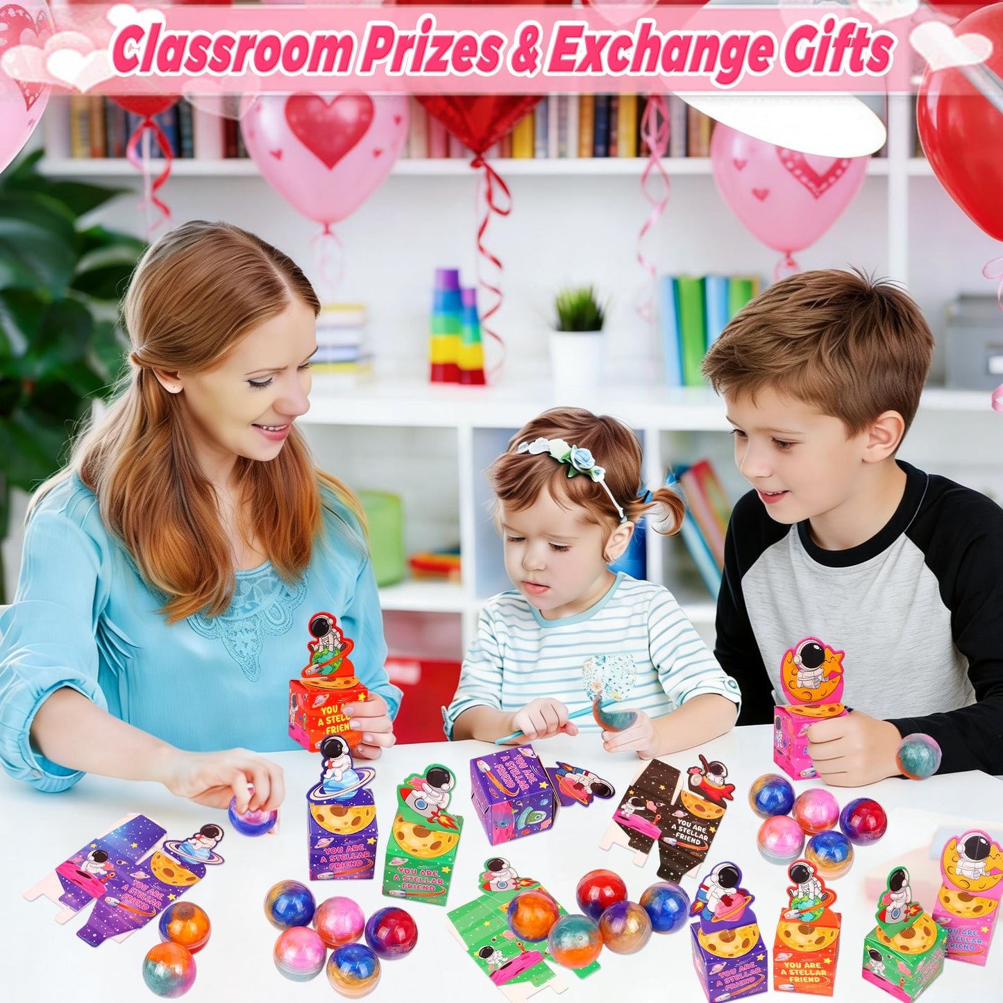 Envotek 28-Pack Valentines Galaxy Slime Kit for Kids — Space Card Boxes & ClassGift