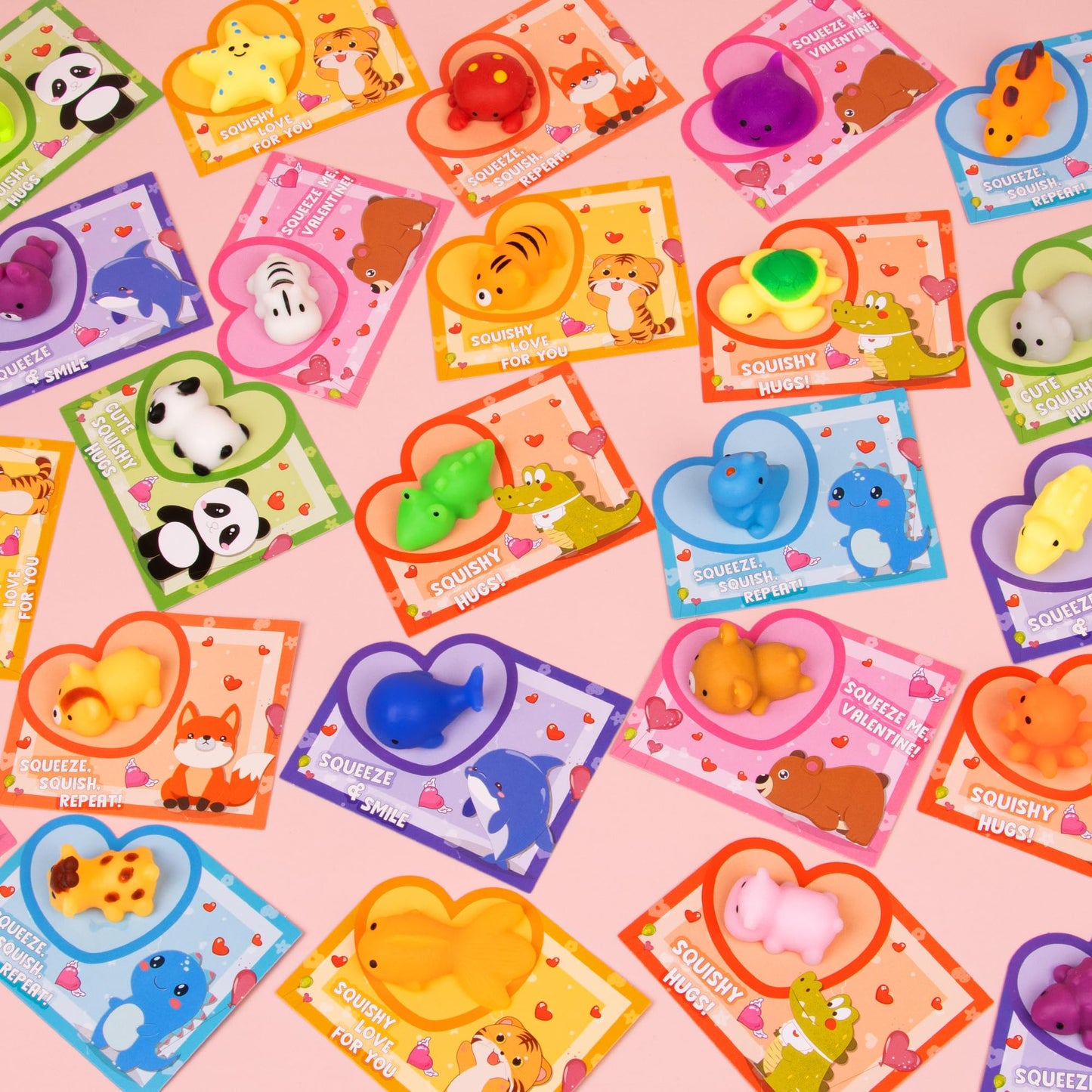 Envotek 28-Pack Valentines Day Gifts for Kids — Kawaii Mochi Squishies, Cards & Classroom Party Favors