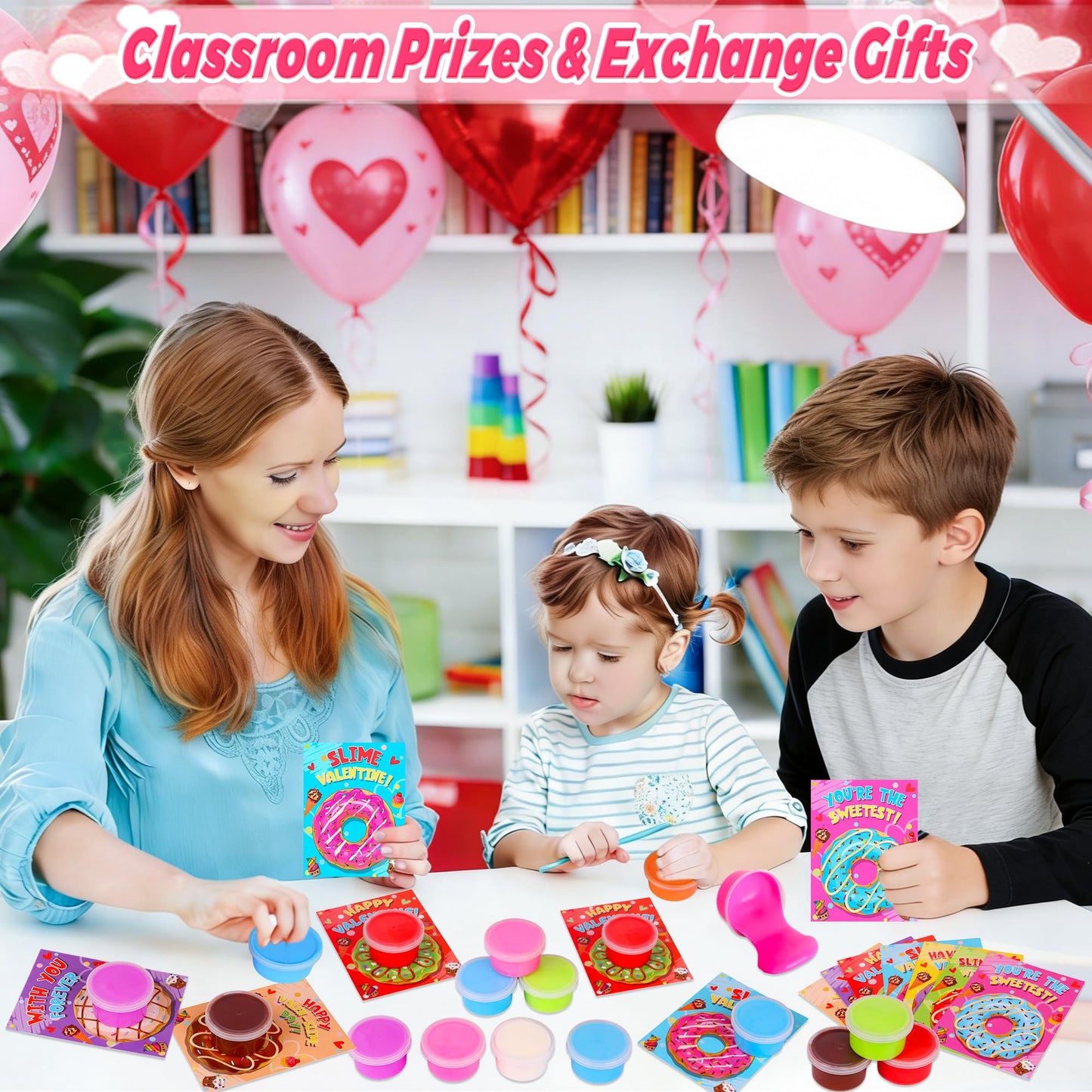 Envotek 28-Pack Butter Slime Valentine Kit for Kids – Cards, Classroom Gifts & Party Favors