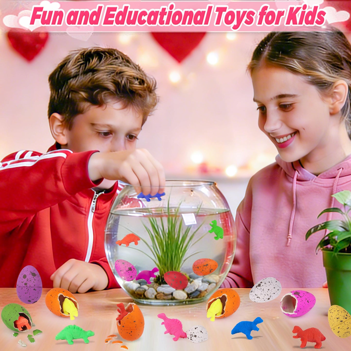 Envotek 28-Pack Dinosaur Egg Hatching Valentines for Kids | Classroom Cards & Party Favors