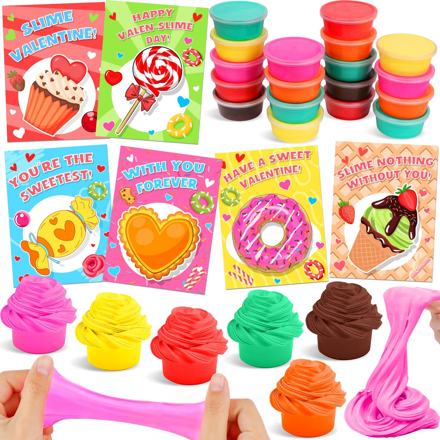 Envotek 24-Pack Valentines Butter Slime Kit with Cards – Classroom Gifts for Kids