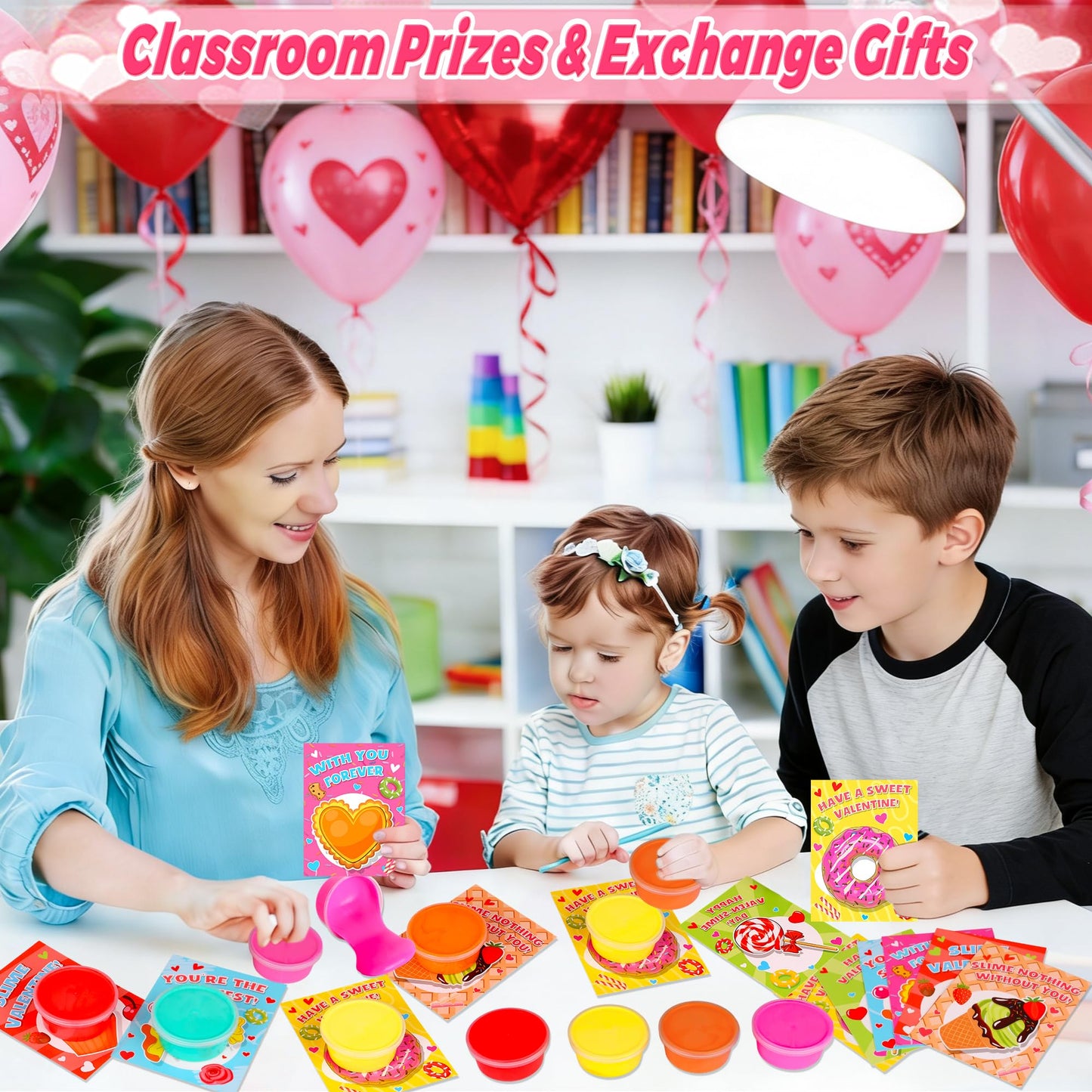 Envotek 24-Pack Valentines Butter Slime Kit with Cards – Classroom Gifts for Kids