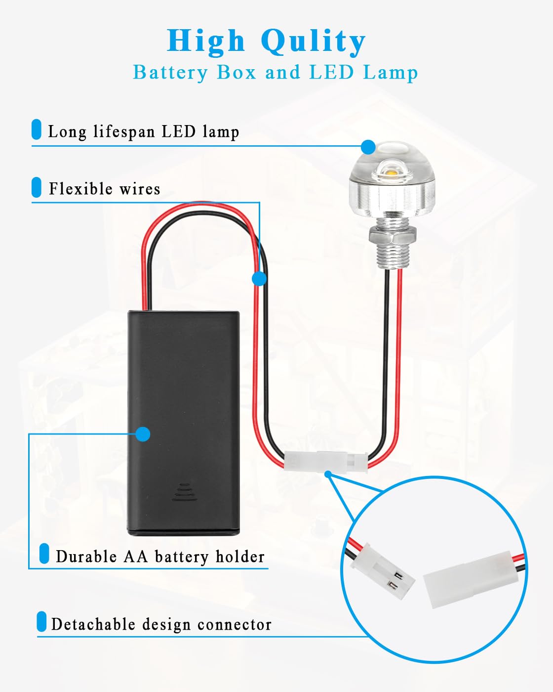 enwant Dollhouse Lighting Kit with AA Battery Holder & On/Off Switch – Mini LED Lamp, 3V, 100LM