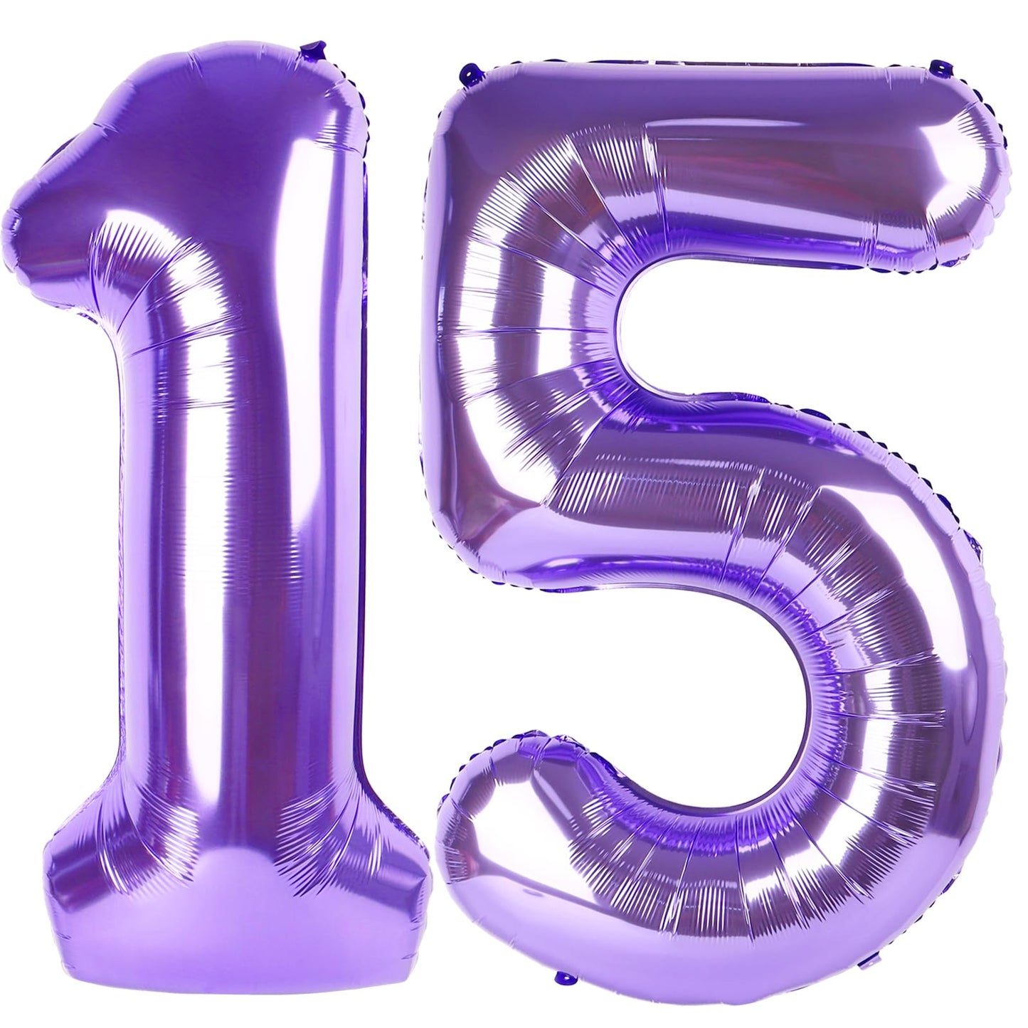 Enyeopd 15th Birthday Decorations - Purple 40-Inch Balloon Numbers, 1-60 Range, Premium Party Decor