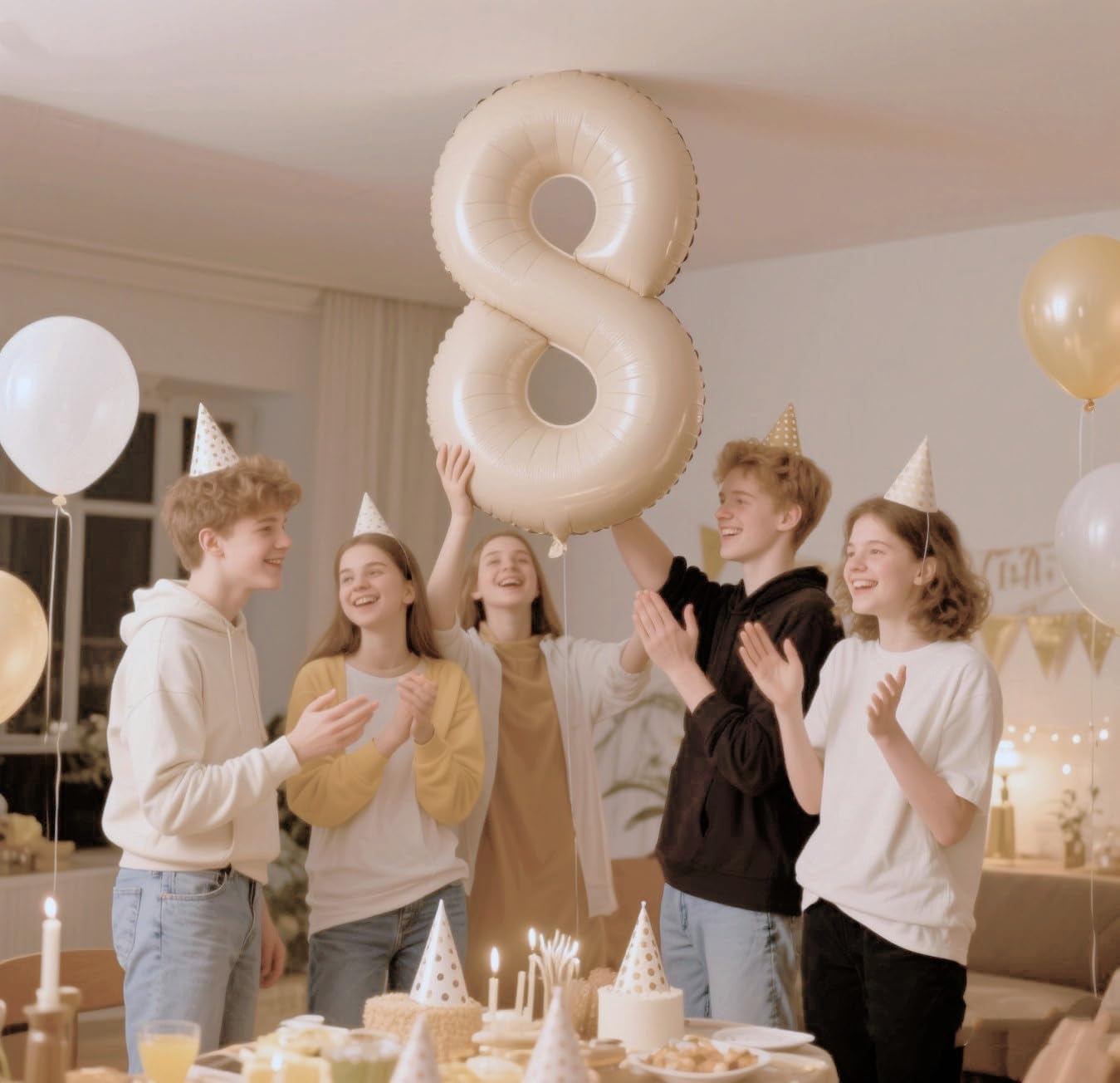 Enyeopd 8th Balloon 40 Inch Cream – Number Balloons for Birthdays, Weddings & Milestones