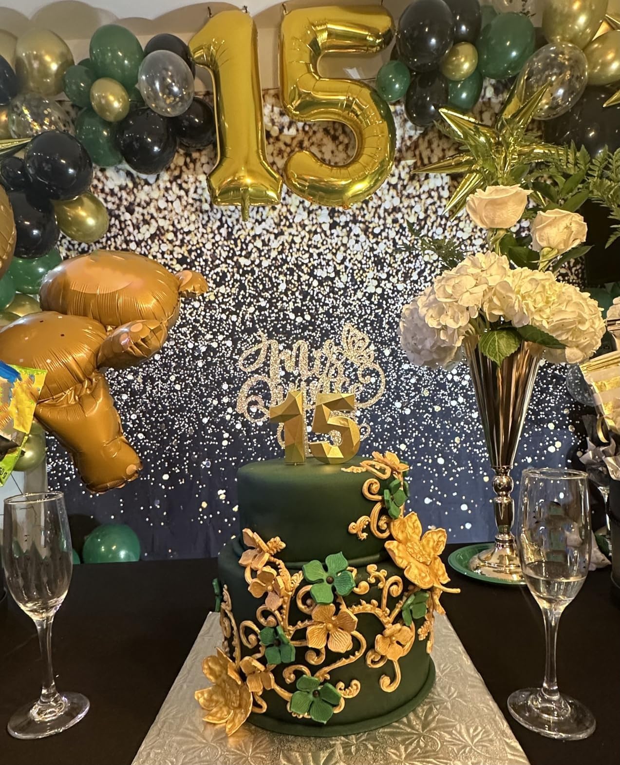 Enyeopd 40-Inch 15-Number Gold Balloon – Birthday Party Decor & Photo Prop