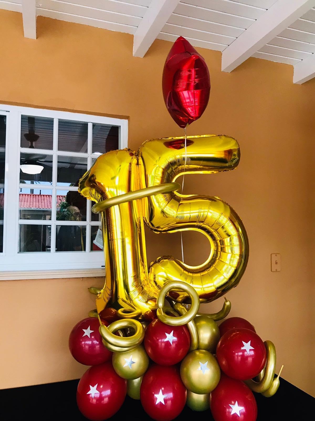 Enyeopd 40-Inch 15-Number Gold Balloon – Birthday Party Decor & Photo Prop