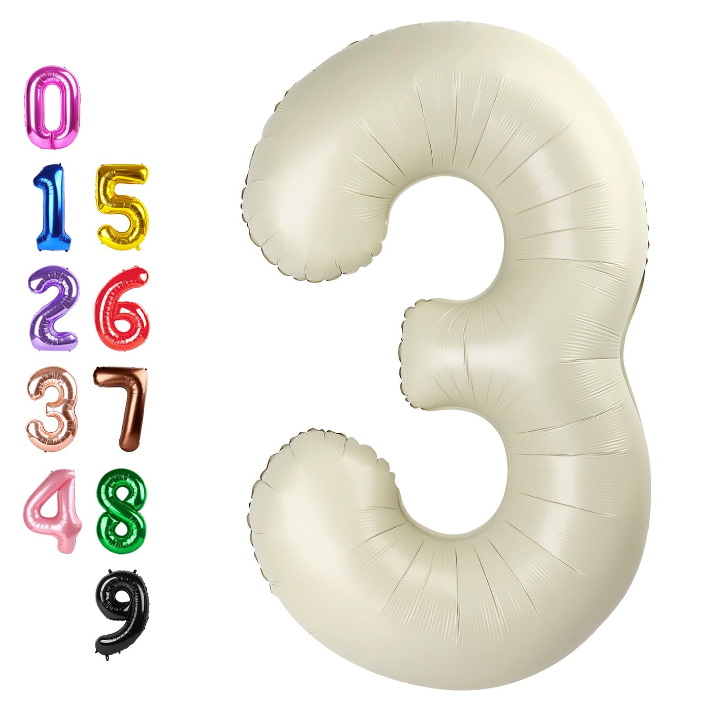 Enyeopd 40-Inch Cream Number Balloon – Happy Birthday Numerals for All Ages