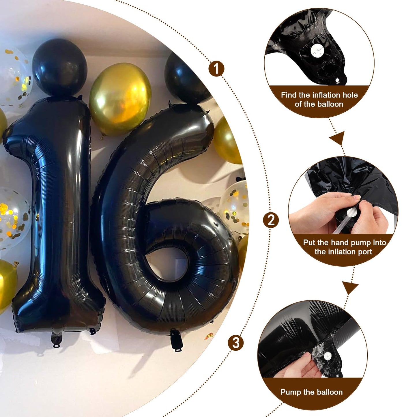 Enyeopd 9th Birthday Balloons – 40 Inch Black Number 9 for Any Age