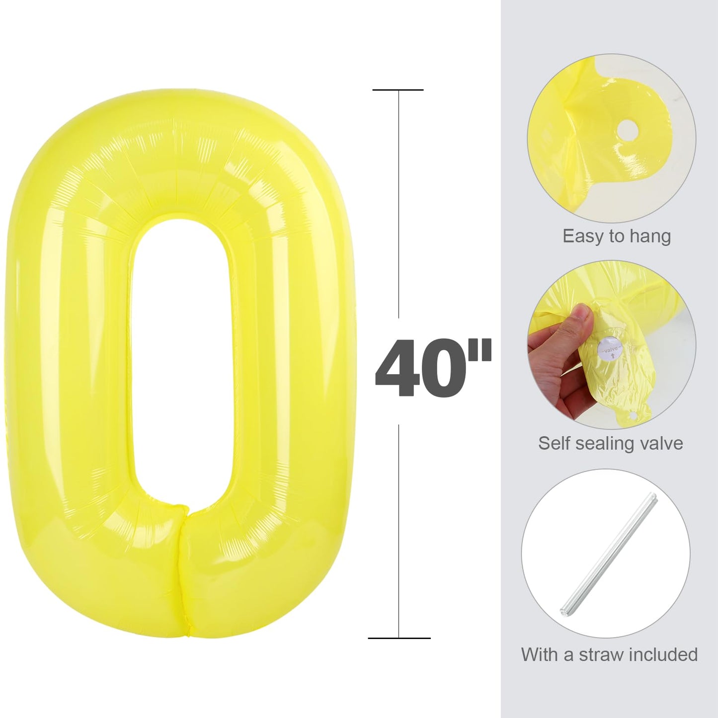 Enyeopd 40-Inch Yellow Number Balloon – Milestone Birthday Decor for 3, 13, 23, 30 | Party Decor