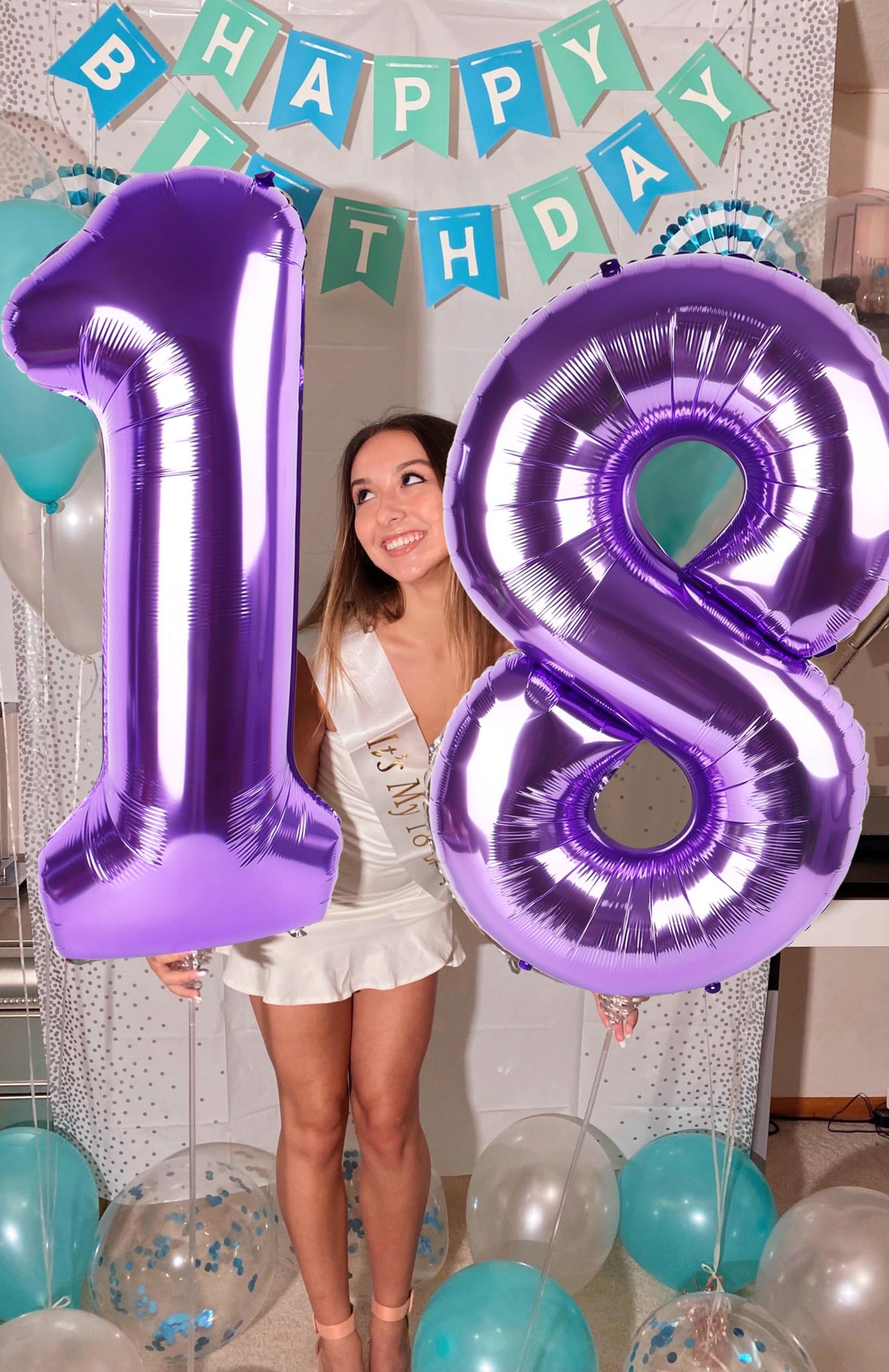 Enyeopd 40in Number 18 Balloon – Purple Milestone Birthday & Event Decor