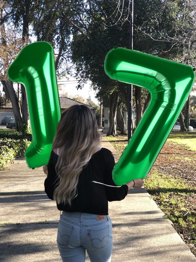 Enyeopd Balloon Numbers 40 Inch – Dark Green 17-Balloon Set for Parties & Milestones