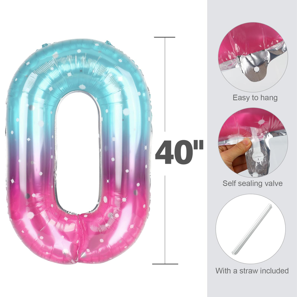 Enyeopd Birthday Balloons Numbers – 40" Number Balloons in Blue & Pink | For Birthdays, Weddings, Baby Showers