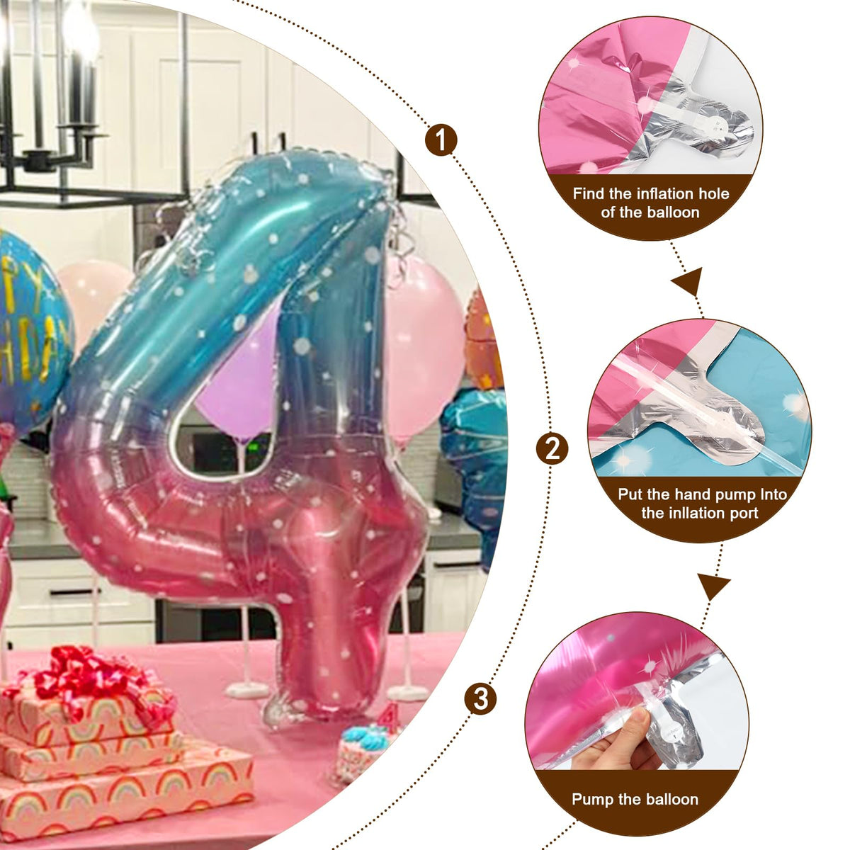 Enyeopd Birthday Balloons Numbers – 40" Number Balloons in Blue & Pink | For Birthdays, Weddings, Baby Showers