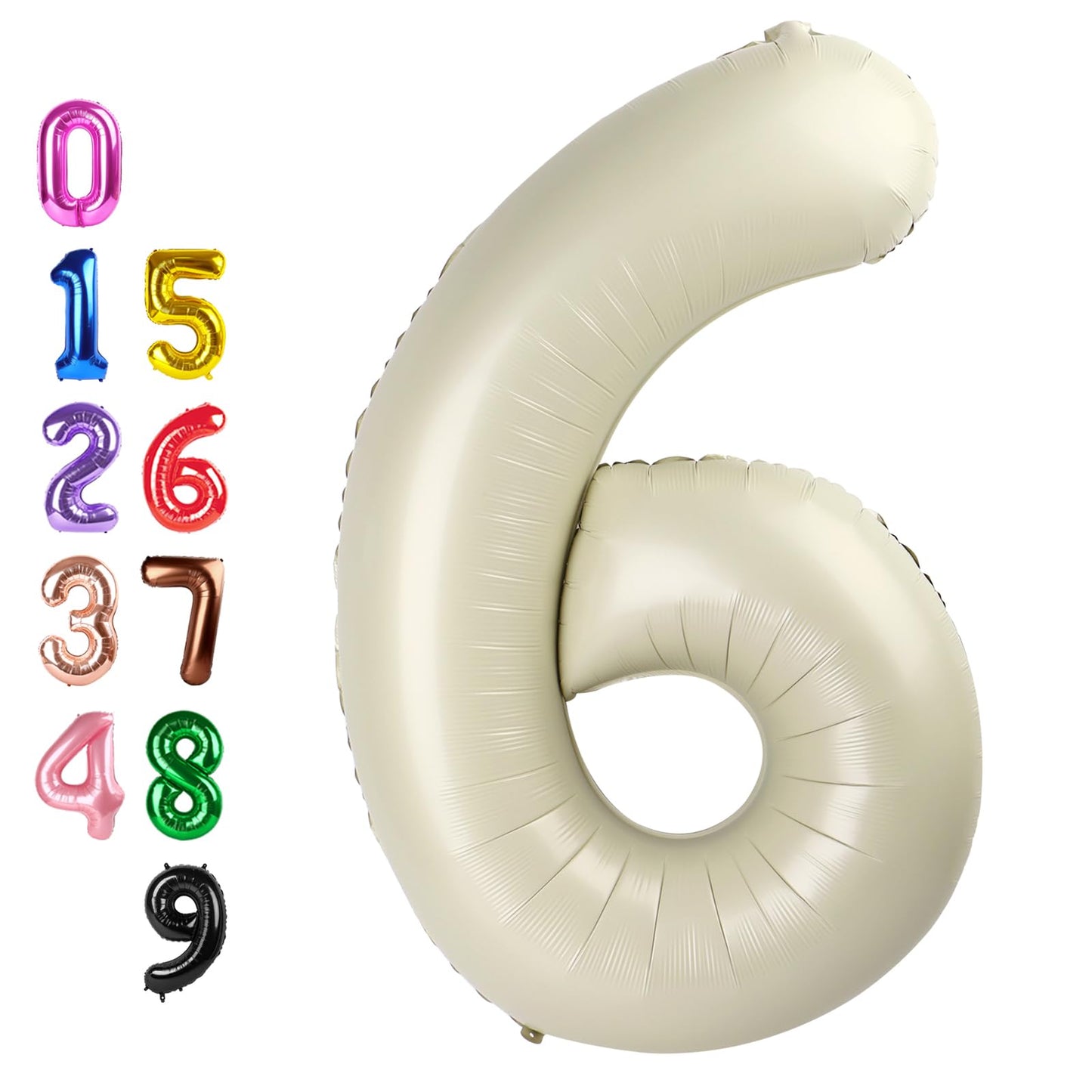 Enyeopd Cream Number 6 Balloon – 40-Inch Birthday Decor for 6th Celebrations