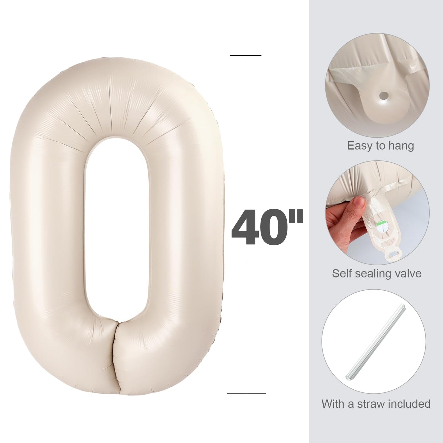Enyeopd Cream Number 6 Balloon – 40-Inch Birthday Decor for 6th Celebrations