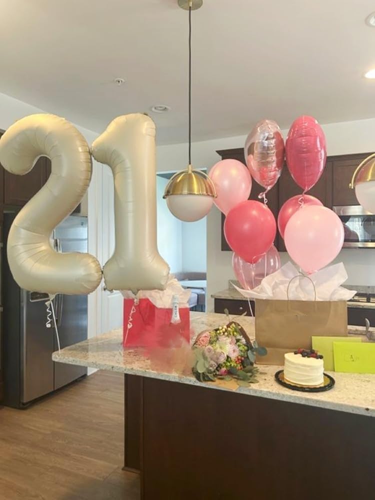 Enyeopd Cream Number 6 Balloon – 40-Inch Birthday Decor for 6th Celebrations