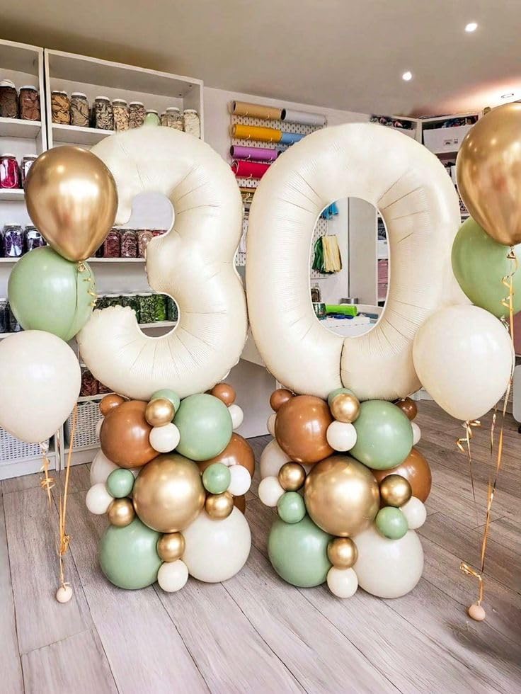 Enyeopd 40-Inch Cream Number Balloon – Happy Birthday Numerals for All Ages