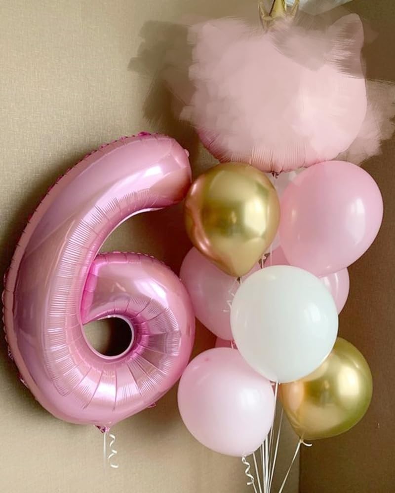 Enyeopd Number 60 Balloon 40in – Pearl Pink Party Decor, Two-Color Pack