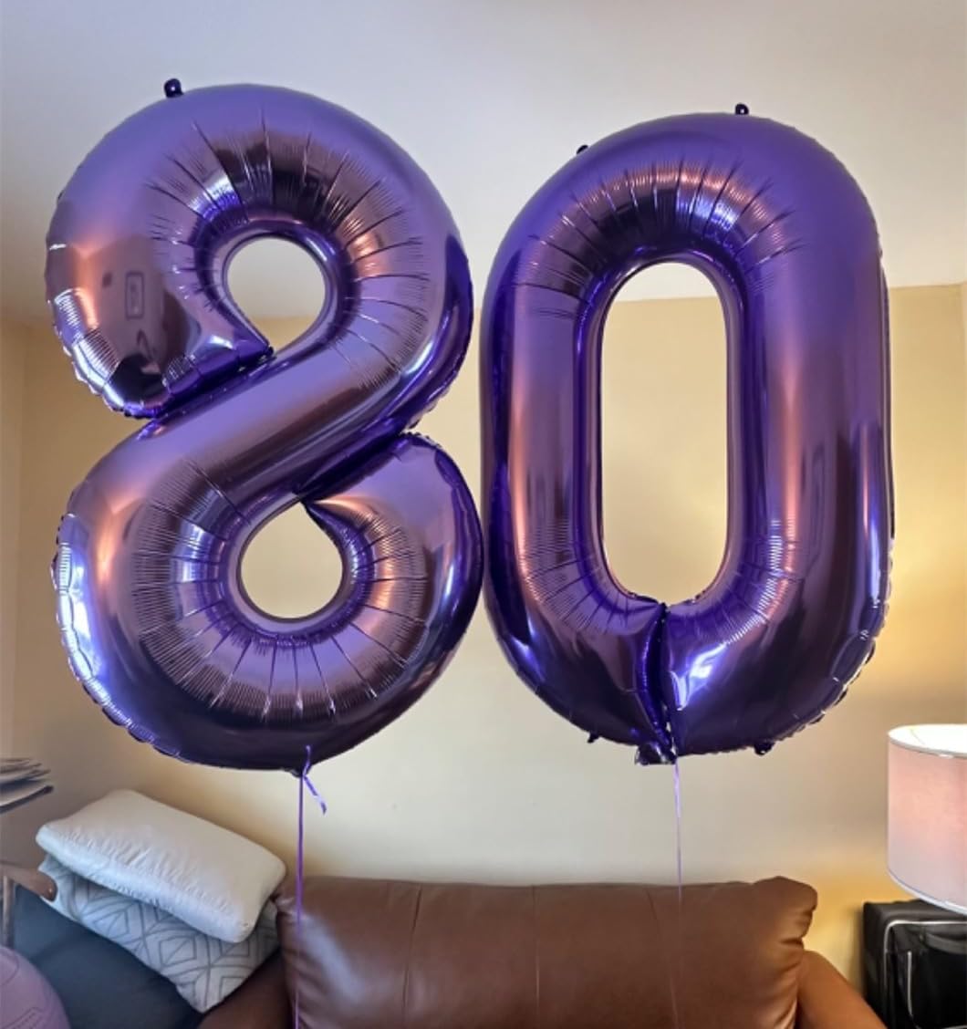 Enyeopd 40-Inch Number Balloon 50 Purple - Large 50th Birthday & Anniversary Decor