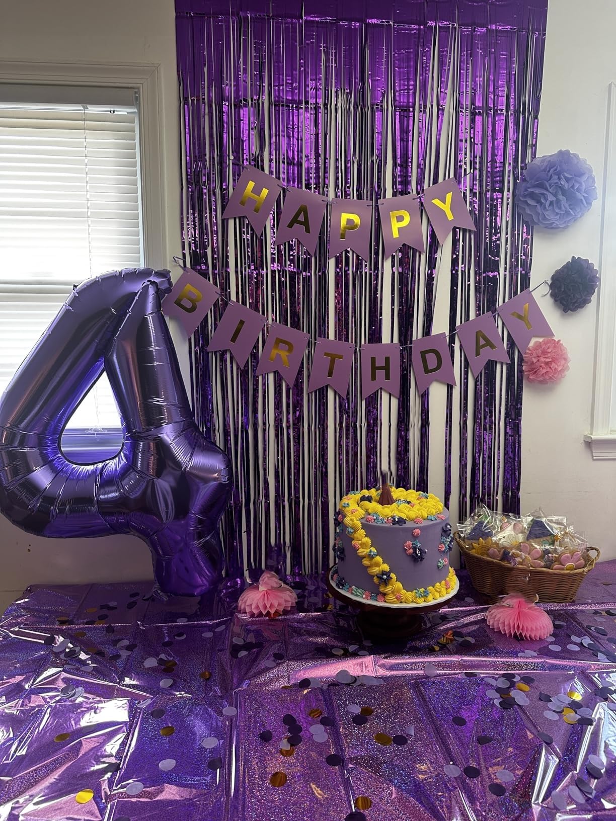 Enyeopd Purple 4-Number Balloon – 40-Inch Birthday & Milestone Party Decor