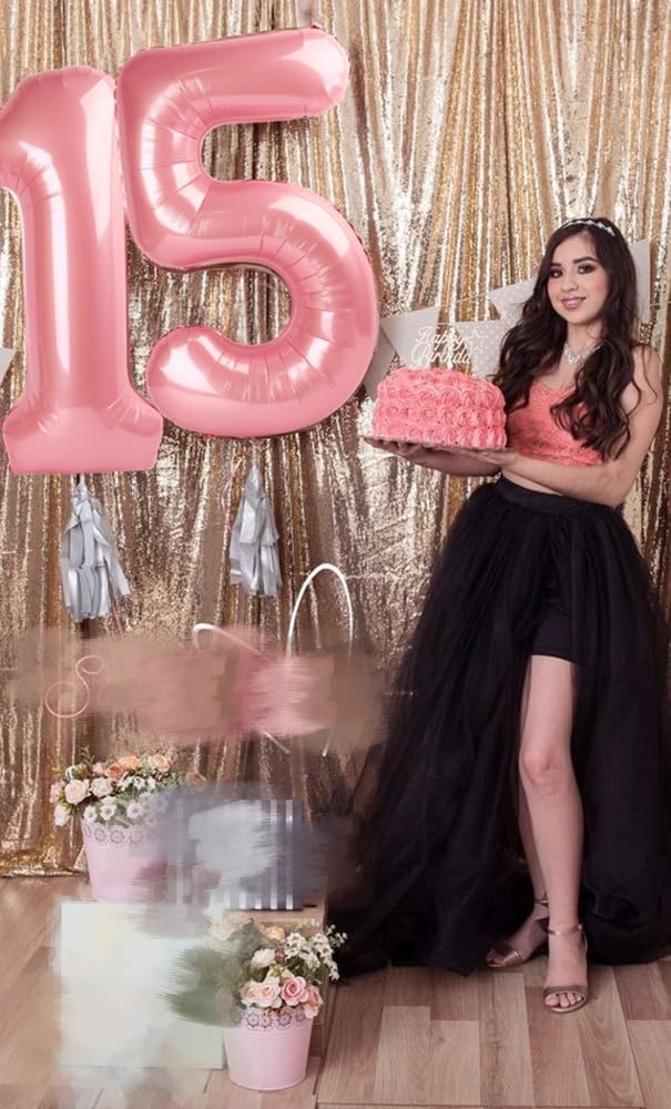 Enyeopd Pink 15 Balloon Number — 40-Inch Birthday & Milestone Party Decor