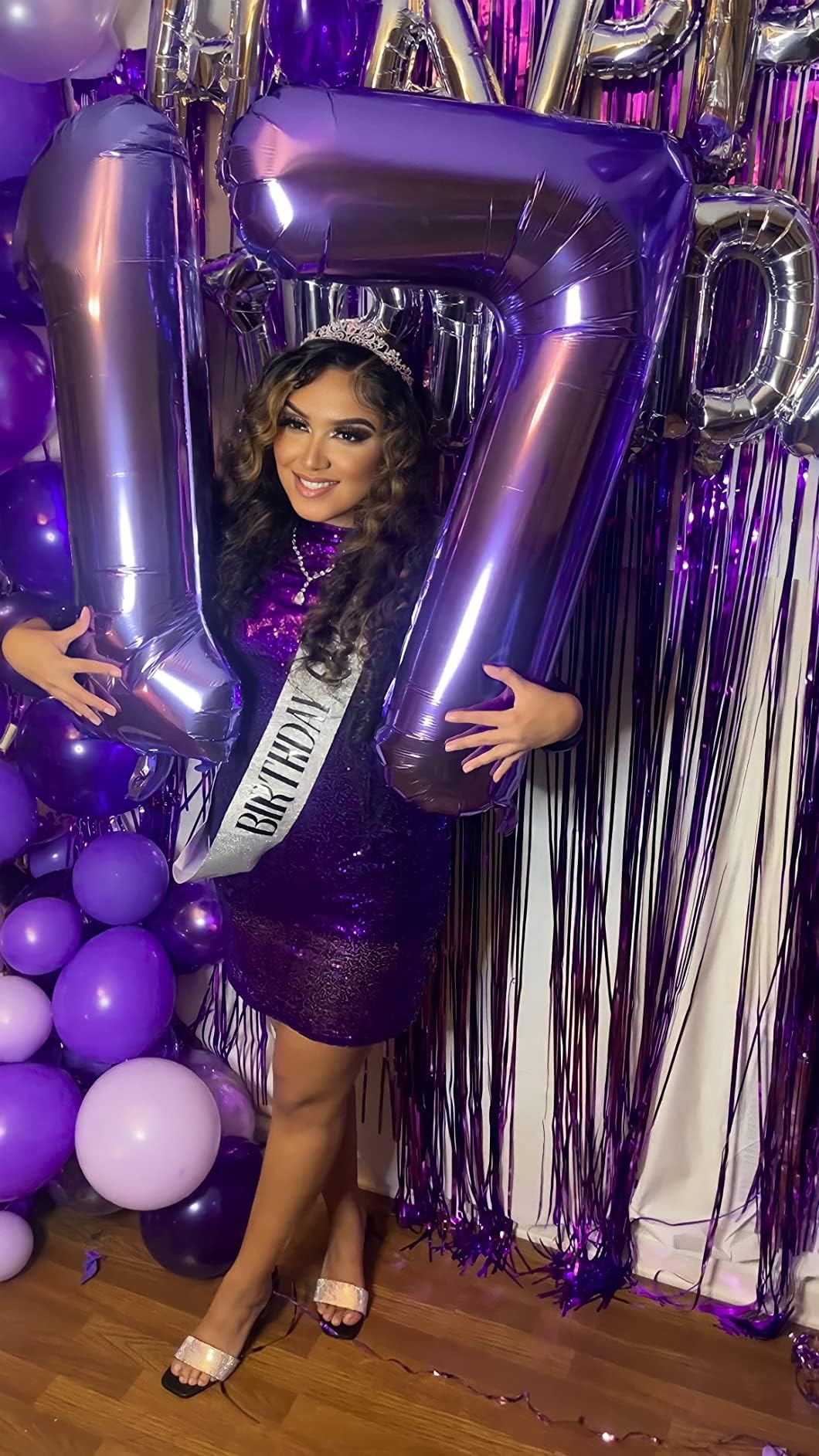 Enyeopd Purple Sweet 16 Balloon – 40-Inch Birthday Numeral Balloon for 16th Celebrations, Weddings & Parties