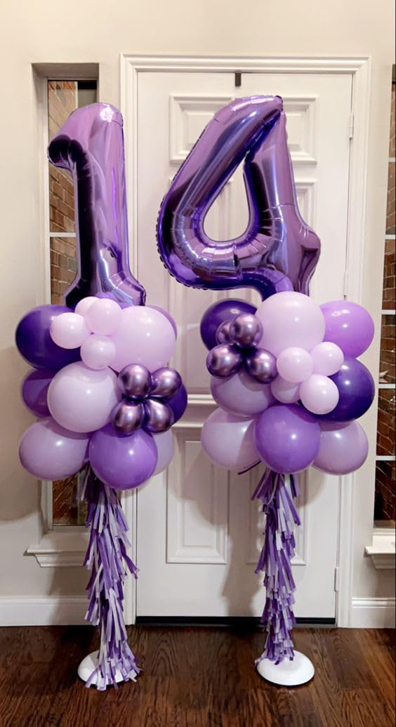 Enyeopd Purple 4-Number Balloon – 40-Inch Birthday & Milestone Party Decor