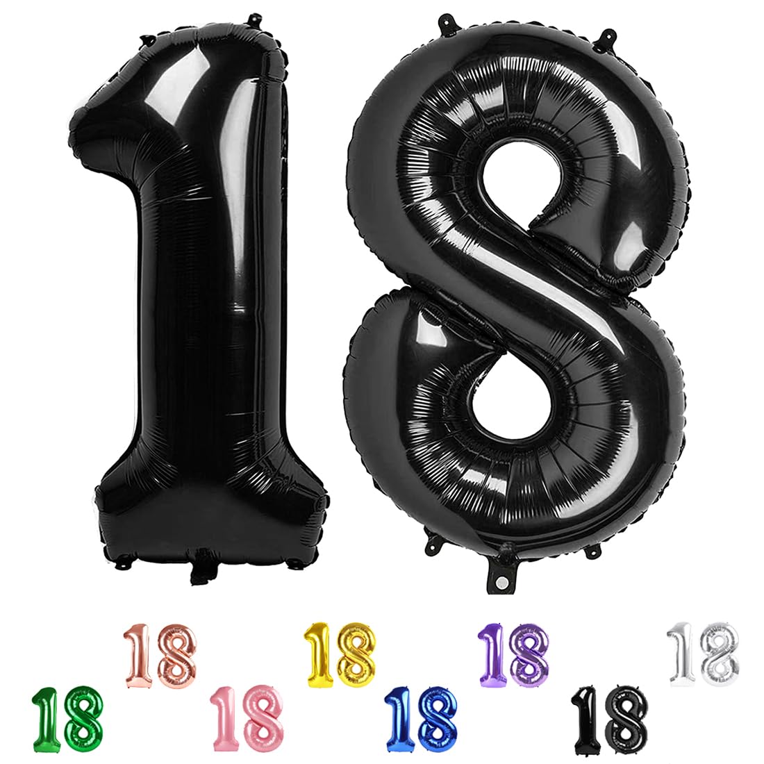 Enyeopd Number 18 Balloon – 40-Inch Black Digital Numeral Balloons for Birthdays, Weddings & Milestones