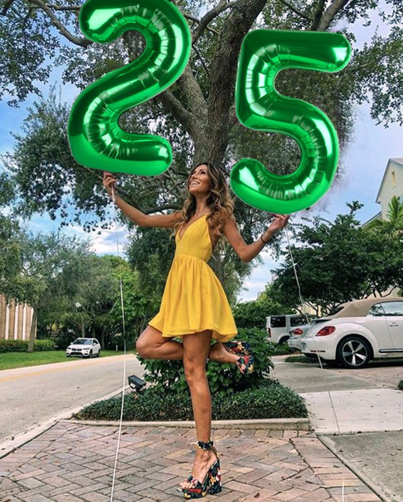 Enyeopd Number 25 Balloon Set – 40-Inch Dark Green, 2-Pack for Milestones