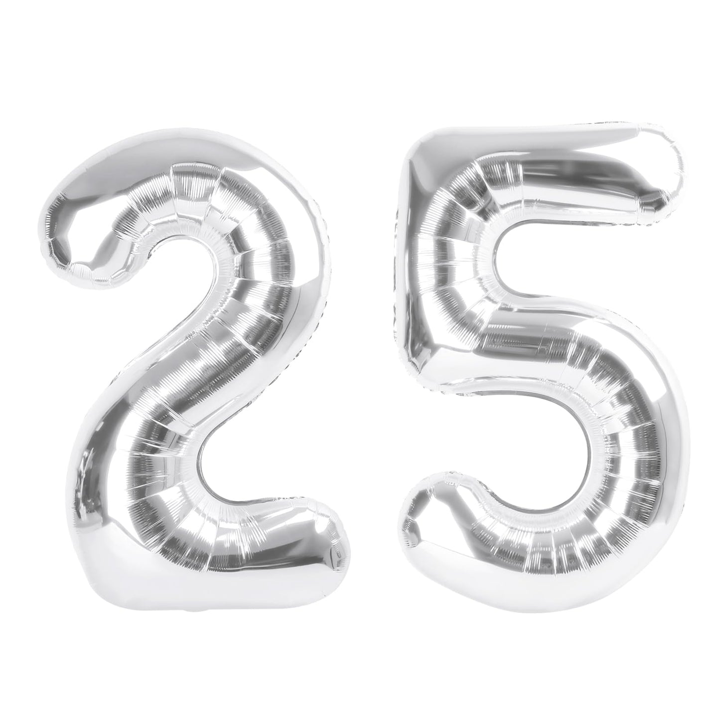 Enyeopd Number 25 Balloons – Silver 40-inch, 2-Pack for Birthdays & Events