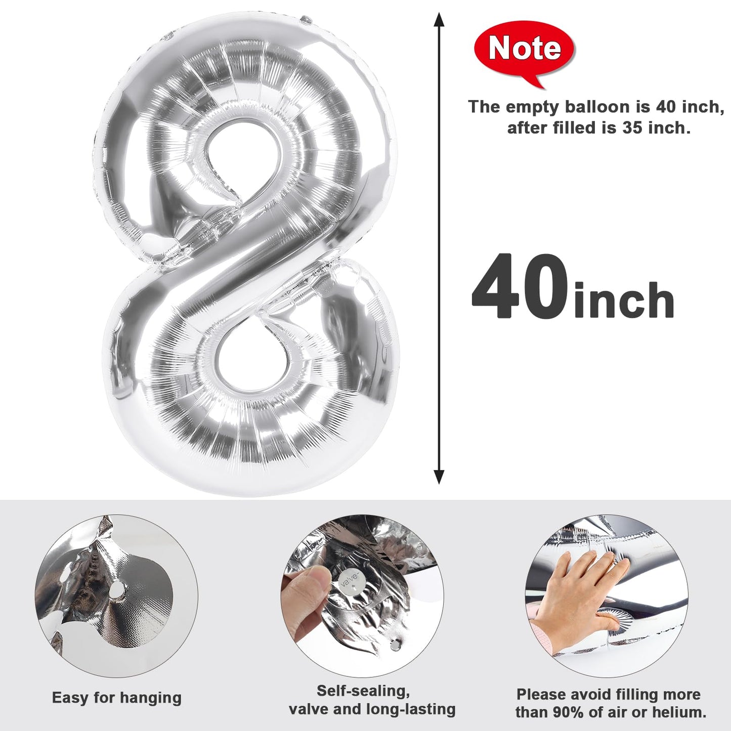 Enyeopd Number 60 Balloon 40-Inch Silver – Milestone Birthday Party Decoration