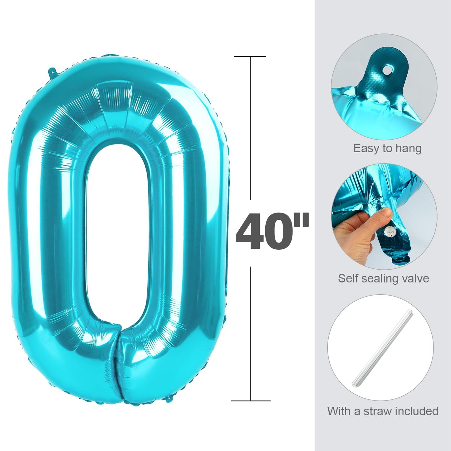 Enyeopd 40-Inch Number Balloon - Light Blue Birthday & Event Decor For All Ages