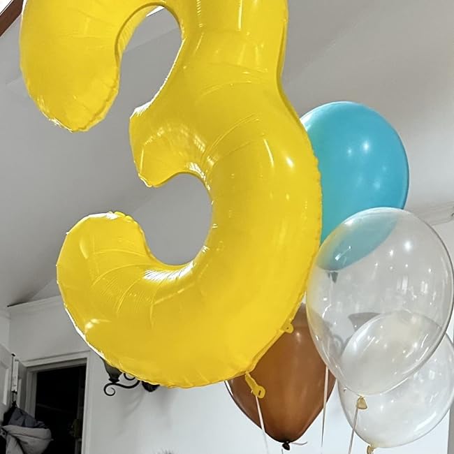 Enyeopd 40-Inch Yellow Number Balloon – Milestone Birthday Decor for 3, 13, 23, 30 | Party Decor