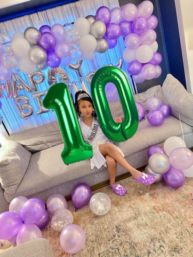 Enyeopd 40 Inch Dark Green Number 10 Balloon – Milestone Birthday & Event Decor