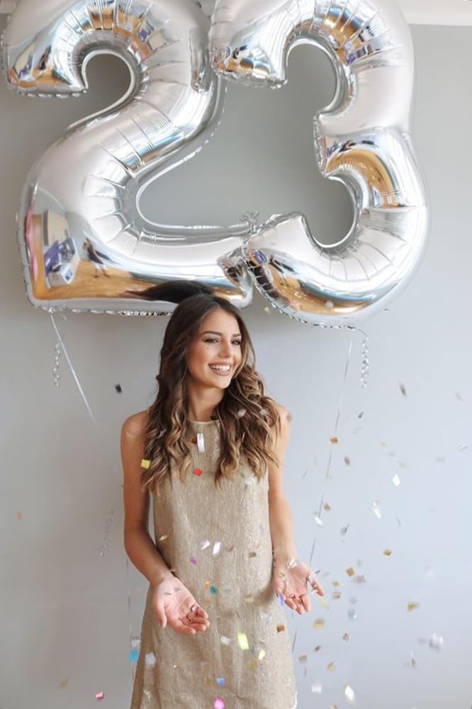 Enyeopd Silver Number 30 Balloons – 40-Inch Birthday Numeral for Celebrations