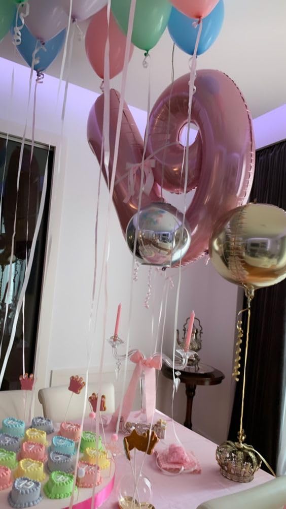 Enyeopd Number Balloons 19 Pink 40 Inch – Milestone Birthday Decor (Two-Color Set)