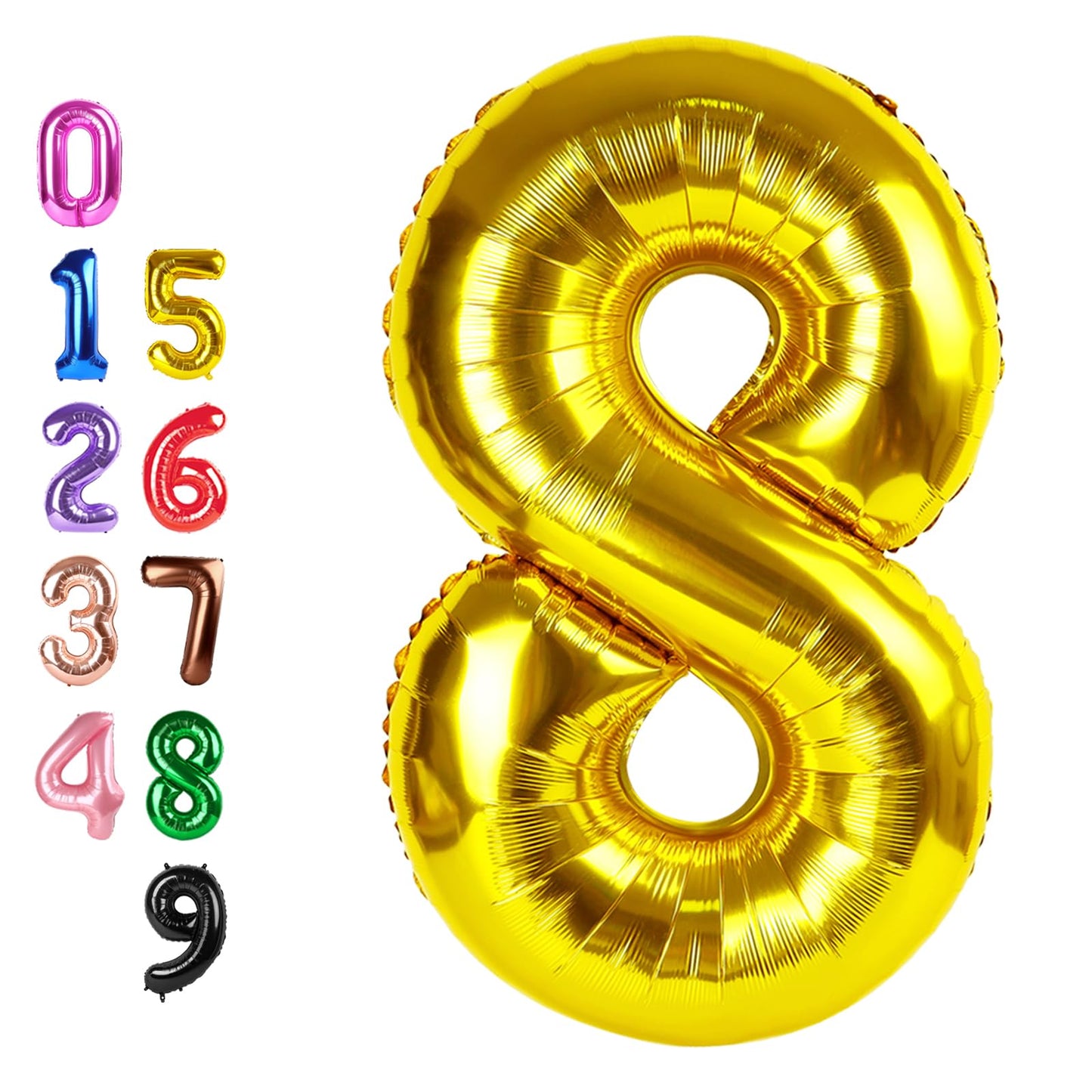 Enyeopd 40-Inch Gold Number Balloon for 8th, 18th, 28th Birthday and Celebration Decor