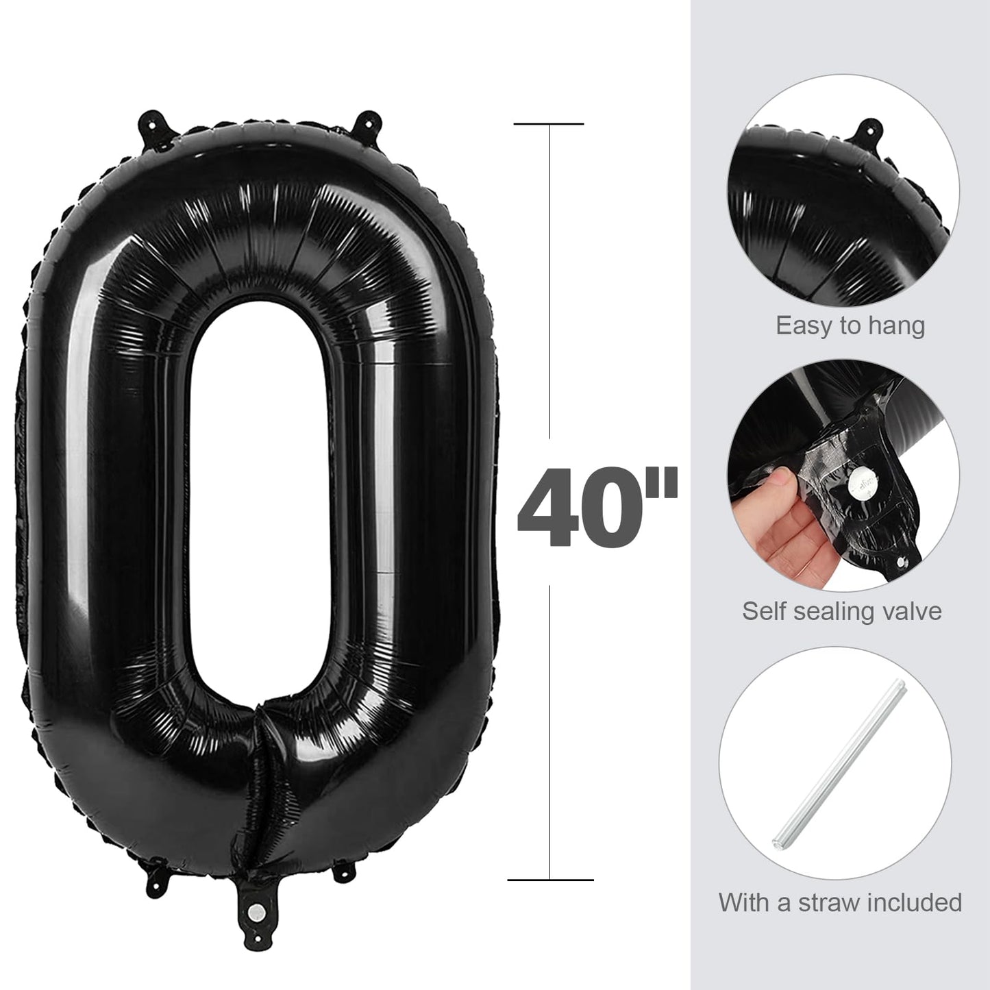 Enyeopd Numbers 7 Balloon – 40-Inch Black Balloon for Birthdays and Celebrations