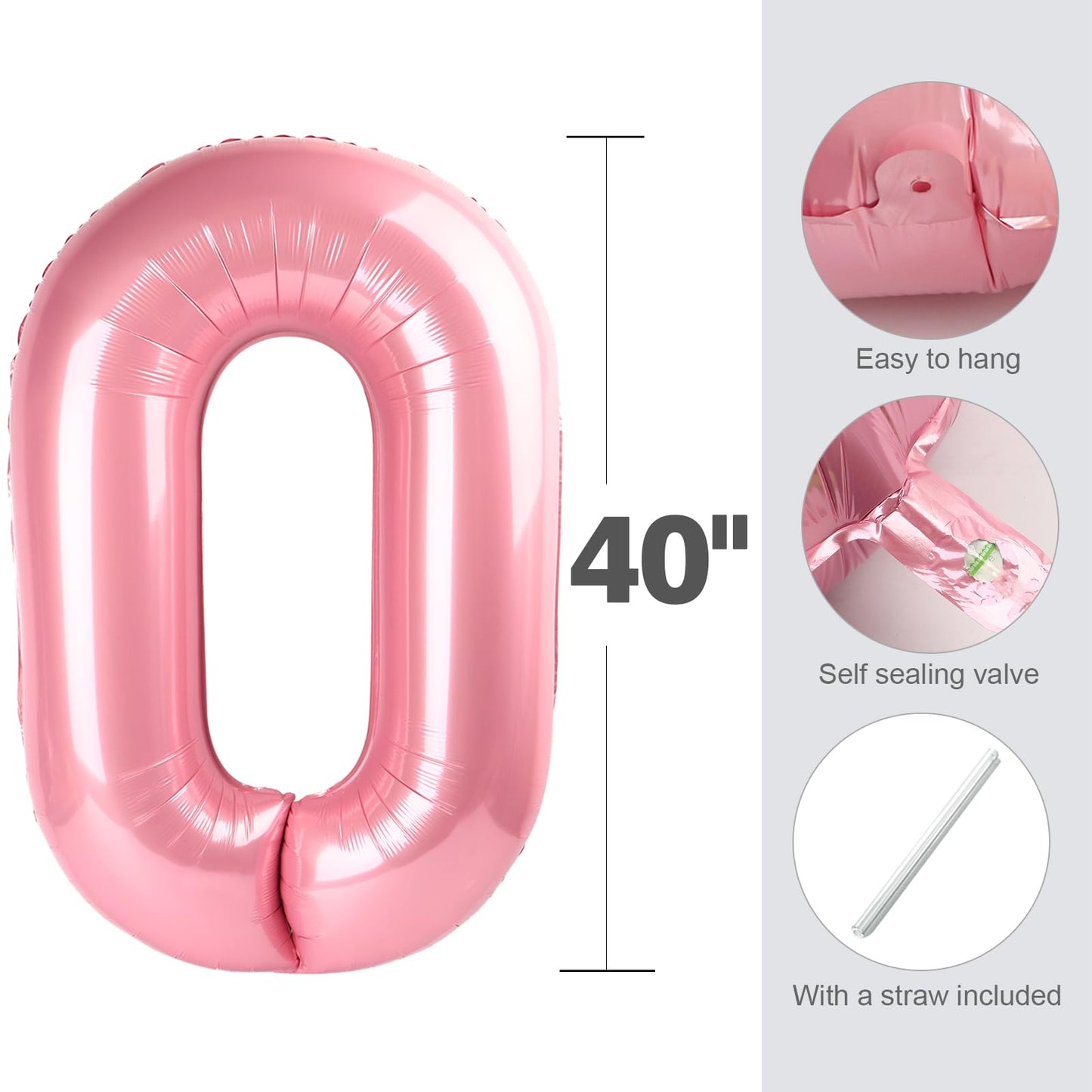 Enyeopd Pearl Pink 40-Inch Number Balloon – 4th Birthday & Milestone Celebrations