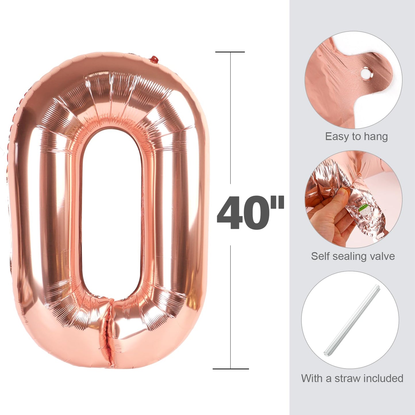 Enyeopd Number 25 Balloons - Rose Gold 40 Inch Birthday & Event Decor