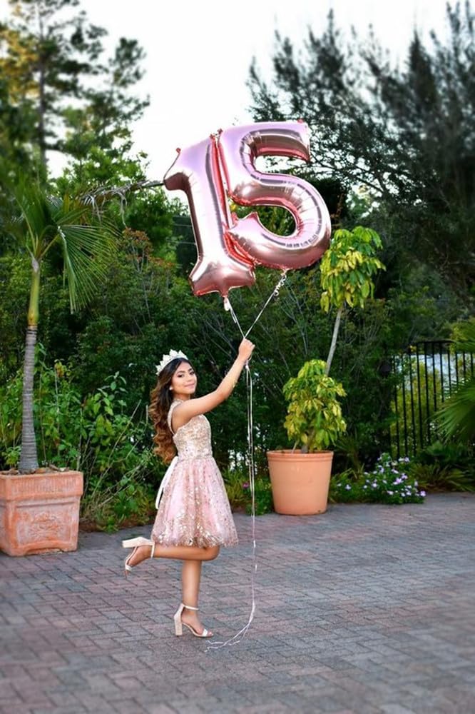 Enyeopd Pink 15 Balloon Number — 40-Inch Birthday & Milestone Party Decor