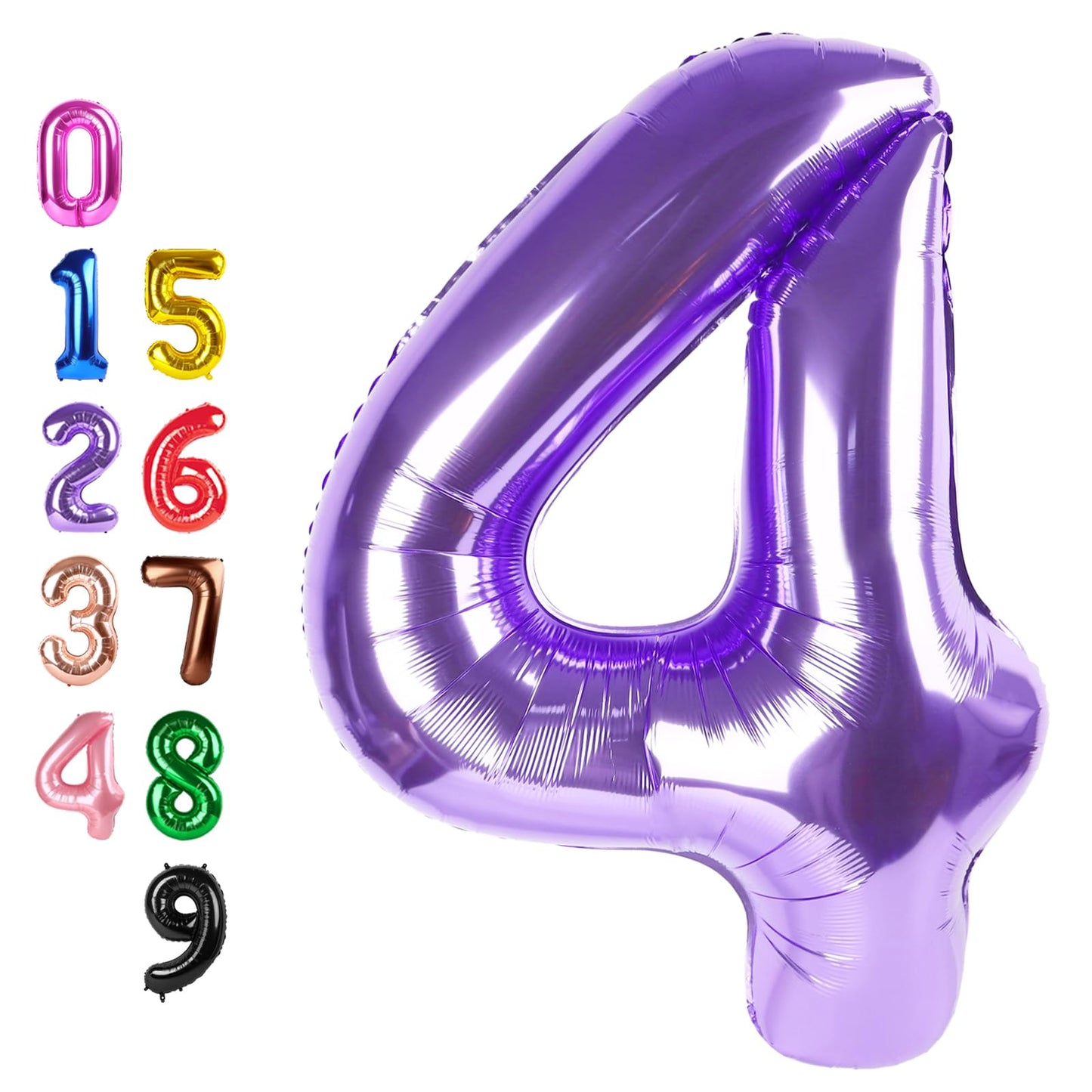 Enyeopd Purple 4-Number Balloon – 40-Inch Birthday & Milestone Party Decor