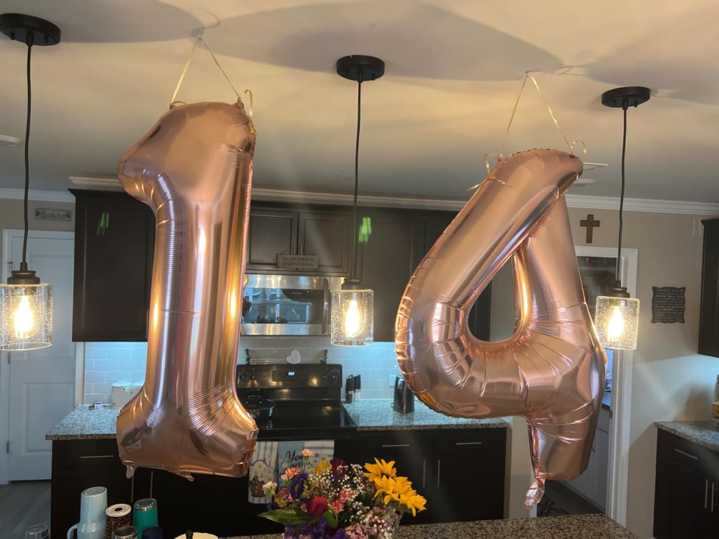 Enyeopd Number 14 Balloon – 40-Inch Rose Gold Birthday Numerals for 14th Party