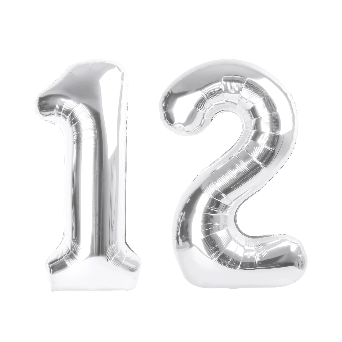 Enyeopd Silver 12-Number Balloons, 40-Inch Frozen Finish for Birthdays, Weddings, and Milestones