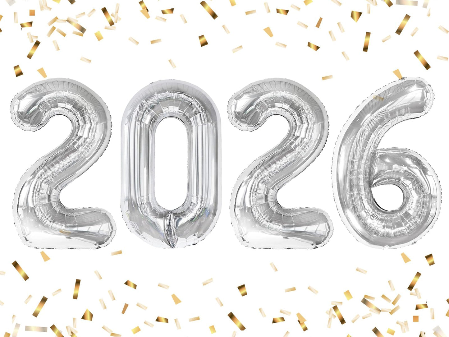 Enyeopd Silver 2026 Balloon Number — 40 Inch Party Decor for New Year’s Eve, Graduation, Weddings