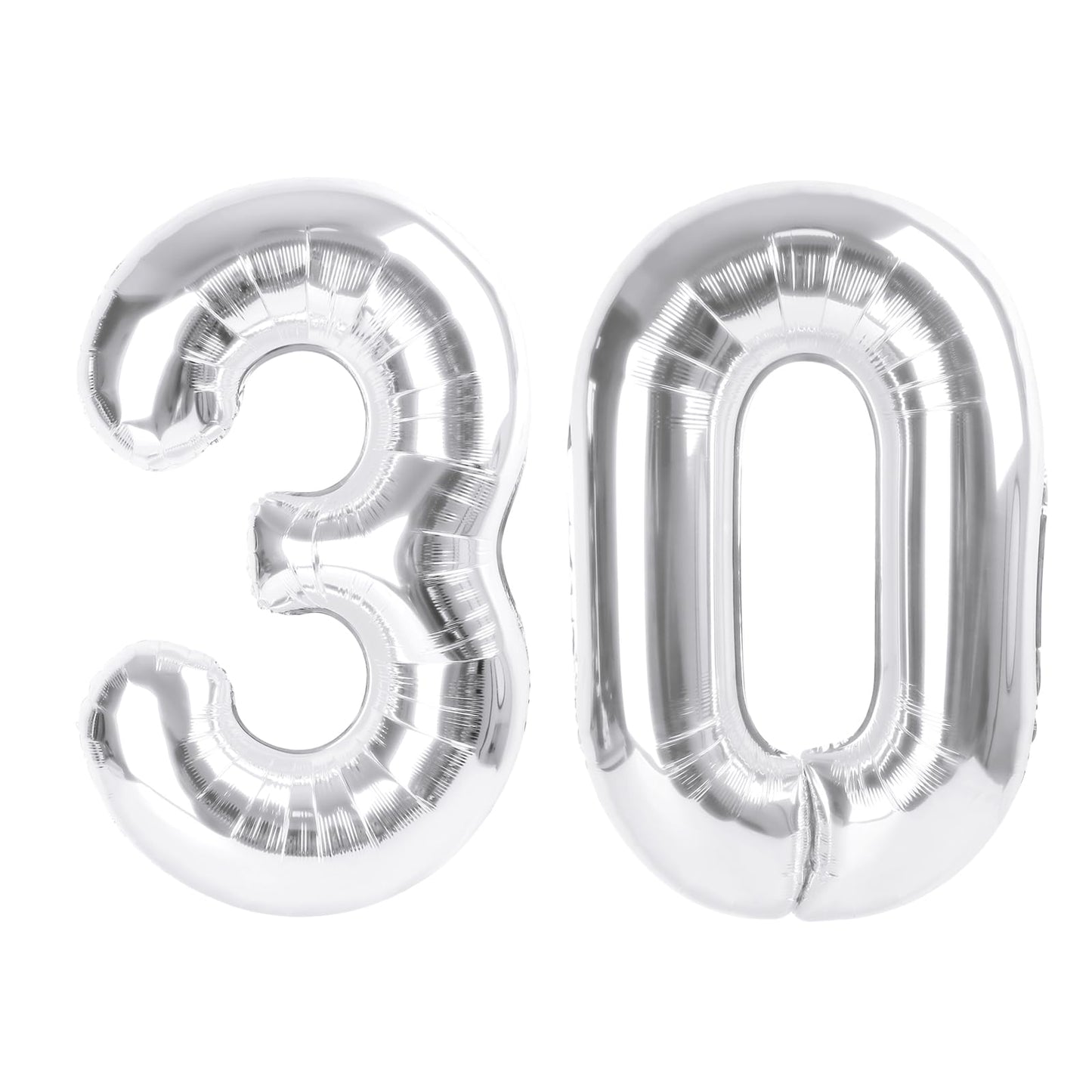 Enyeopd Silver Number 30 Balloons – 40-Inch Birthday Numeral for Celebrations