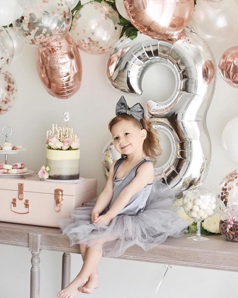 Enyeopd Silver Number 30 Balloons – 40-Inch Birthday Numeral for Celebrations