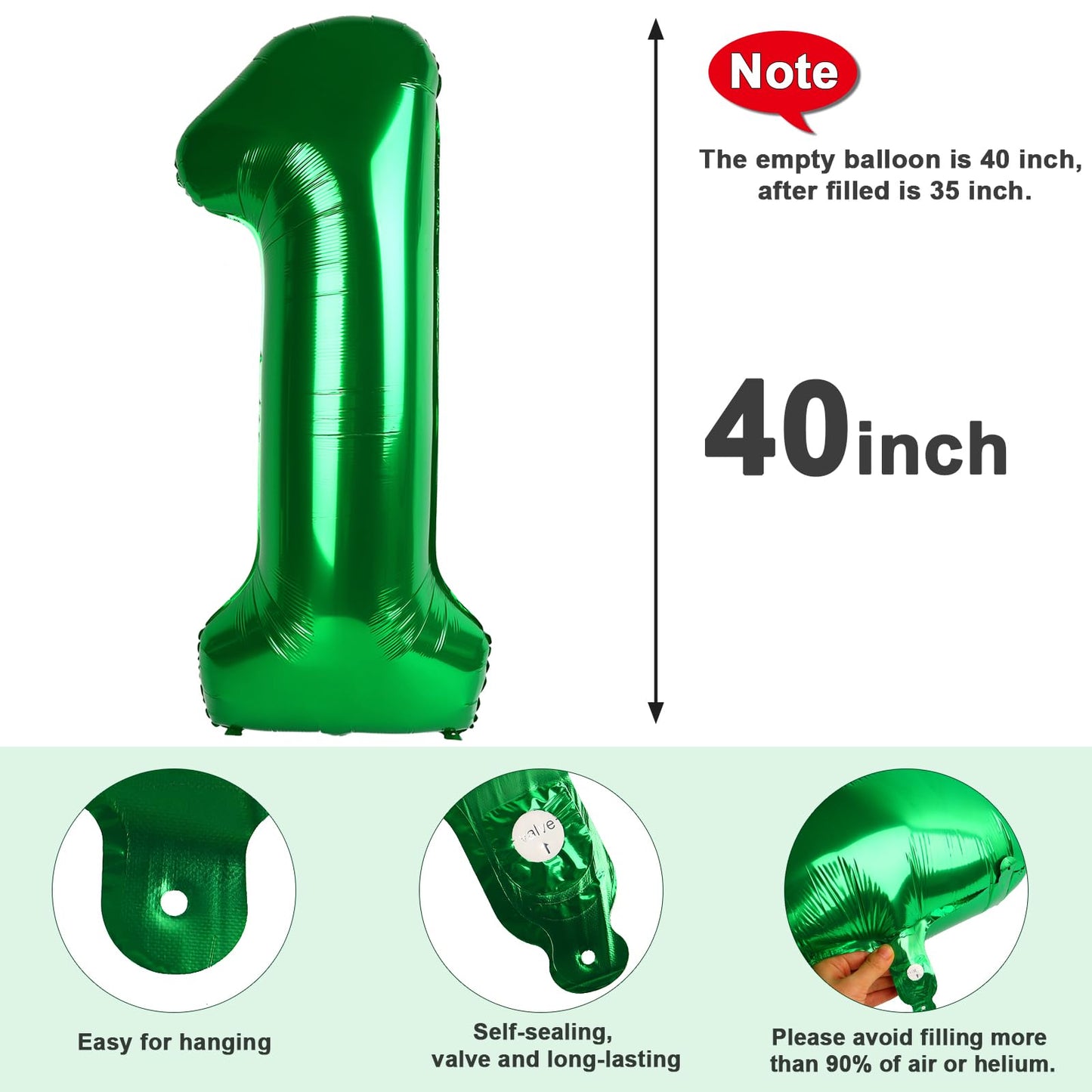 Enyeopd Big 23 Balloons — 40 Inch Dark Green Number Balloons for Party, Photo Prop, Wedding