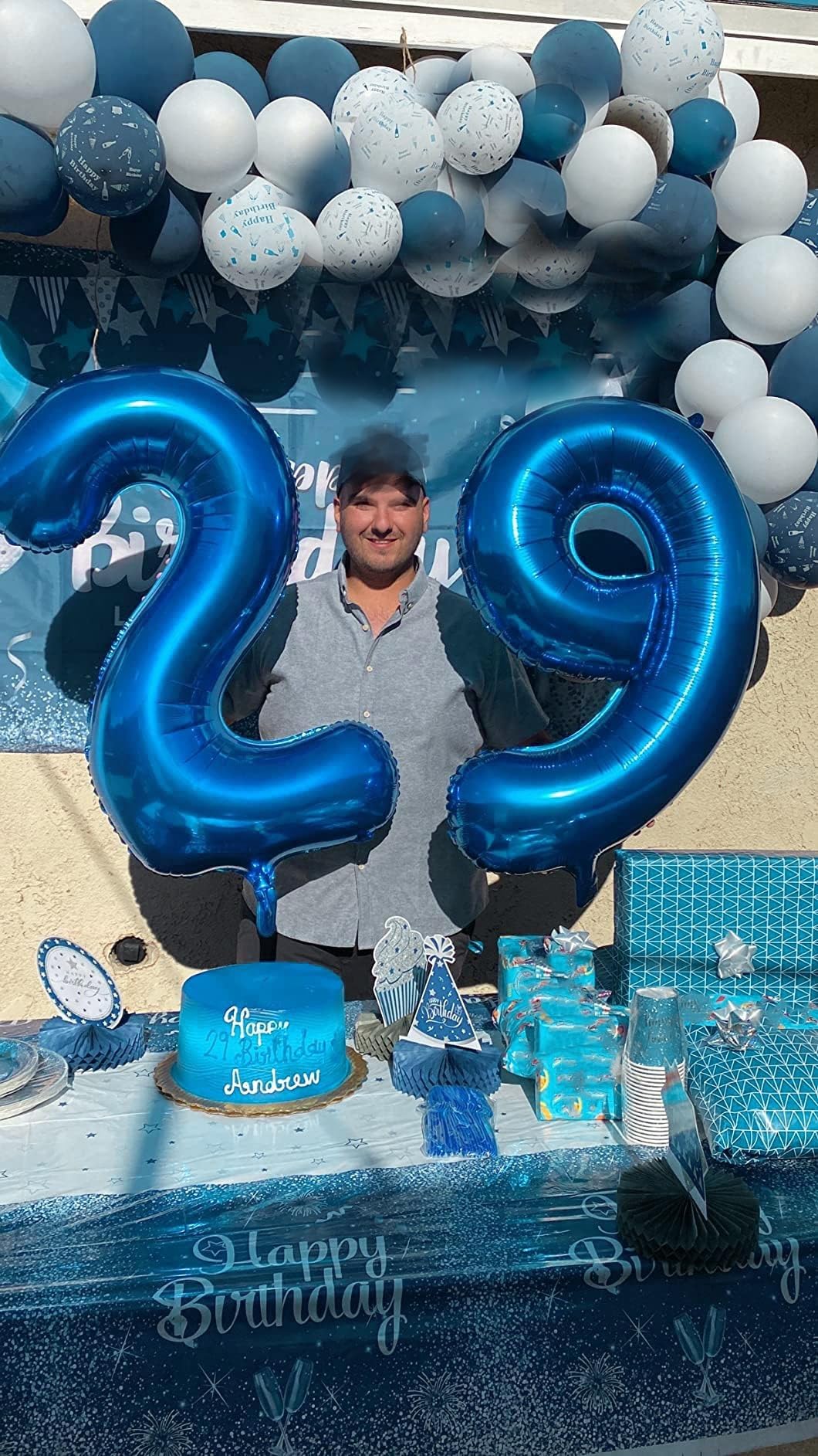 Enyeopd Dark Blue 40in Number Balloon 19 - Large Birthday & Event Decor